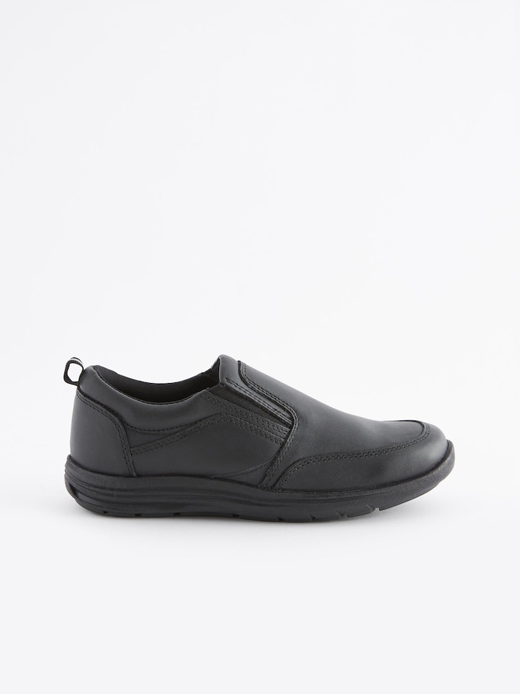 Black Narrow Fit (E) School Leather Loafers - Image 2 of 10
