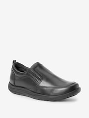 Black Narrow Fit (E) School Leather Loafers - Image 3 of 10