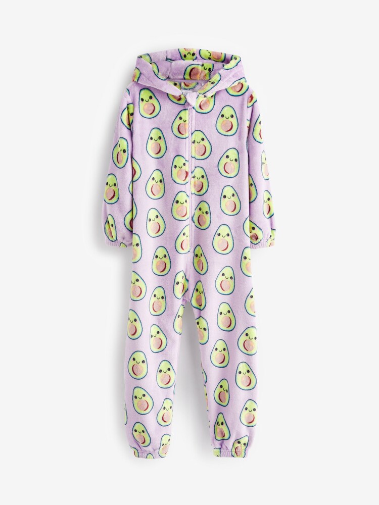 Purple Avocado 3D Teddy Fleece Borg All-In-One (1.5-16yrs) - Image 1 of 2