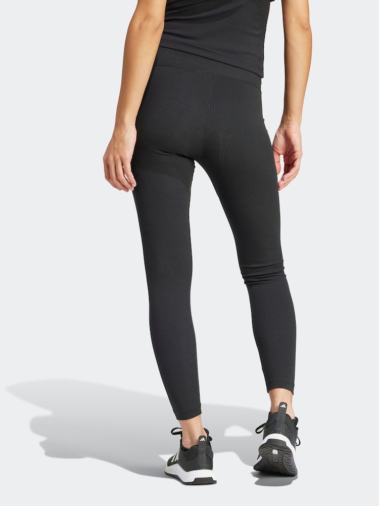 adidas Black Maternity Sportswear Ribbed High Waist 7/8 Leggings - Image 2 of 6