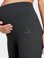 adidas Black Maternity Sportswear Ribbed High Waist 7/8 Leggings - Image 4 of 6