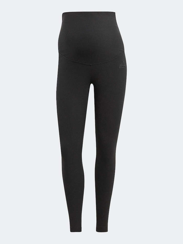 adidas Black Maternity Sportswear Ribbed High Waist 7/8 Leggings - Image 6 of 6