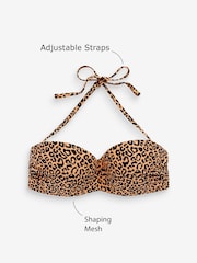 Leopard Print Padded Bandeau Top Shape and Tummy Control Bikini Top - Image 4 of 4