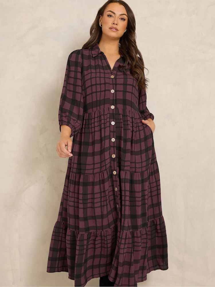 Evans Red Button Tiered Dress - Image 1 of 6 Evans Red Button Tiered Dress - Image 1 of 6