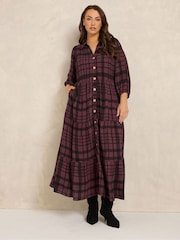 Evans Red Button Tiered Dress - Image 2 of 6