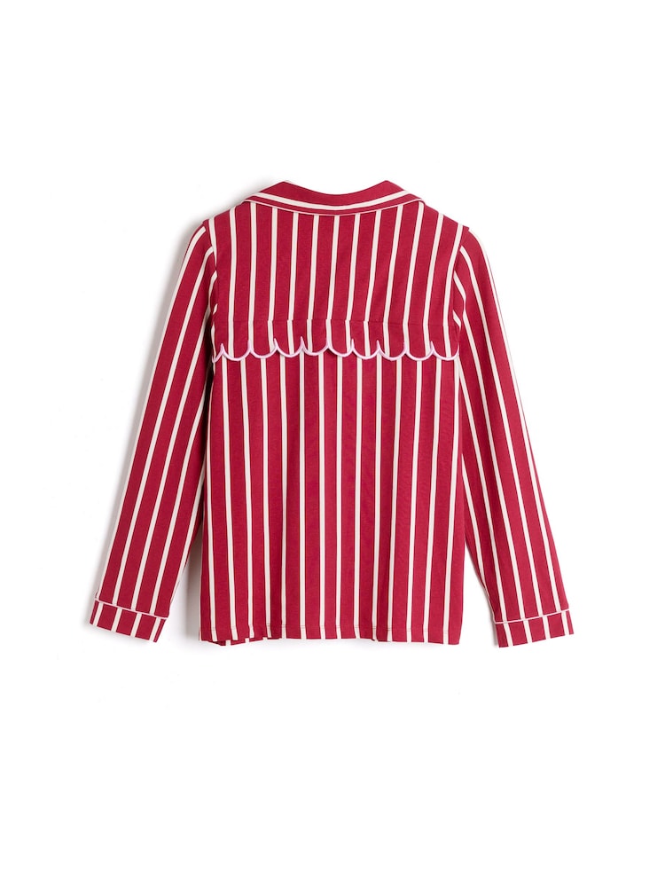 Chelsea Peers Red Cotton Embroidered Holly Jolly Christmas Long Pyjamas Set - Image 10 of 10 Chelsea Peers Red Cotton Embroidered Holly Jolly Christmas Long Pyjamas Set - Image 10 of 10