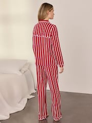 Chelsea Peers Red Cotton Embroidered Holly Jolly Christmas Long Pyjamas Set - Image 3 of 10