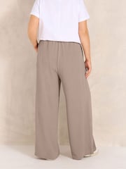 Evans Brown Tie Waist Wide Leg Trousers - Image 3 of 6