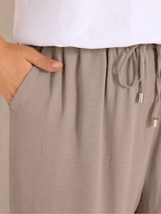 Evans Brown Tie Waist Wide Leg Trousers - Image 4 of 6