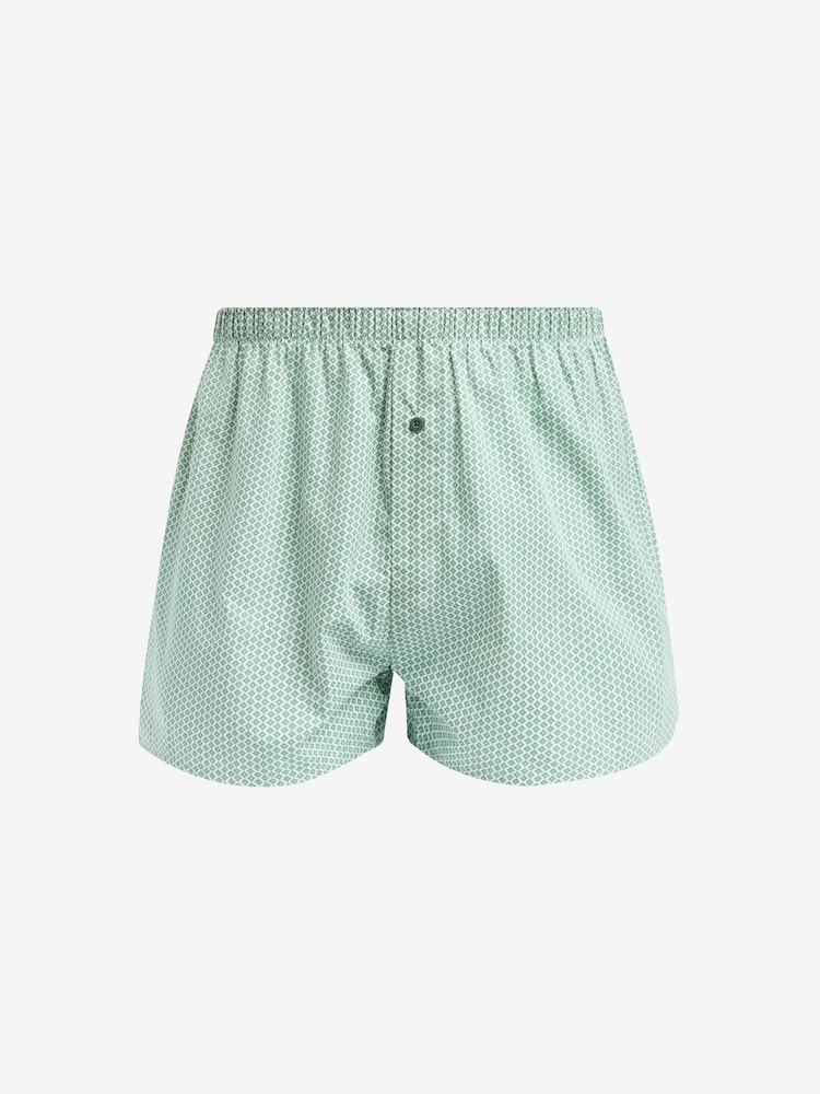 Sage Green Check 4 pack Woven Pure Cotton Boxers - Image 3 of 7