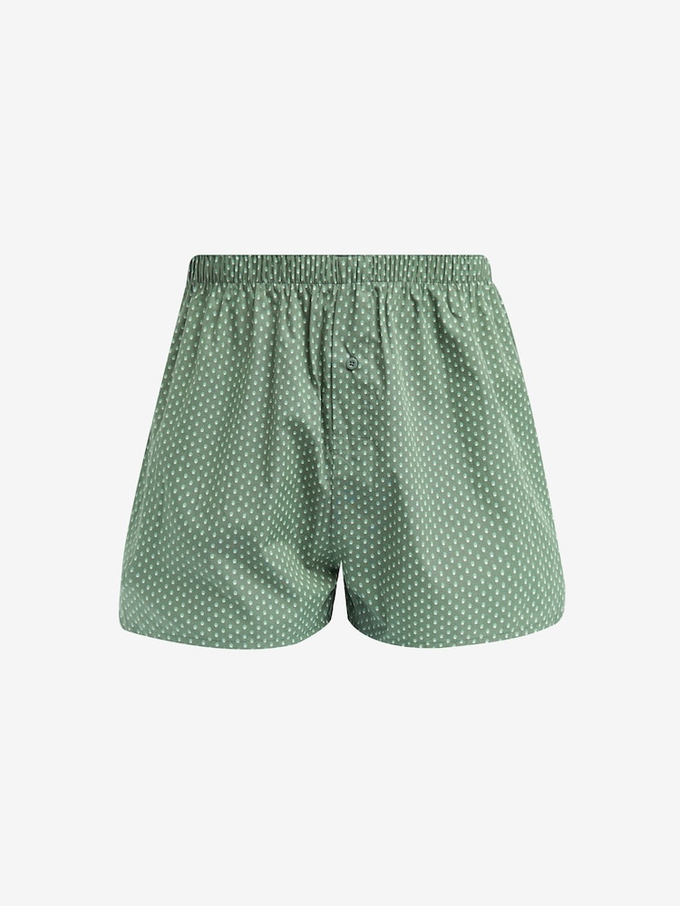 Sage Green Check 4 pack Woven Pure Cotton Boxers - Image 4 of 7