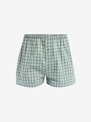 Sage Green Check 4 pack Woven Pure Cotton Boxers - Image 5 of 7