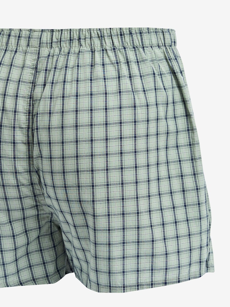 Sage Green Check 4 pack Woven Pure Cotton Boxers - Image 6 of 7