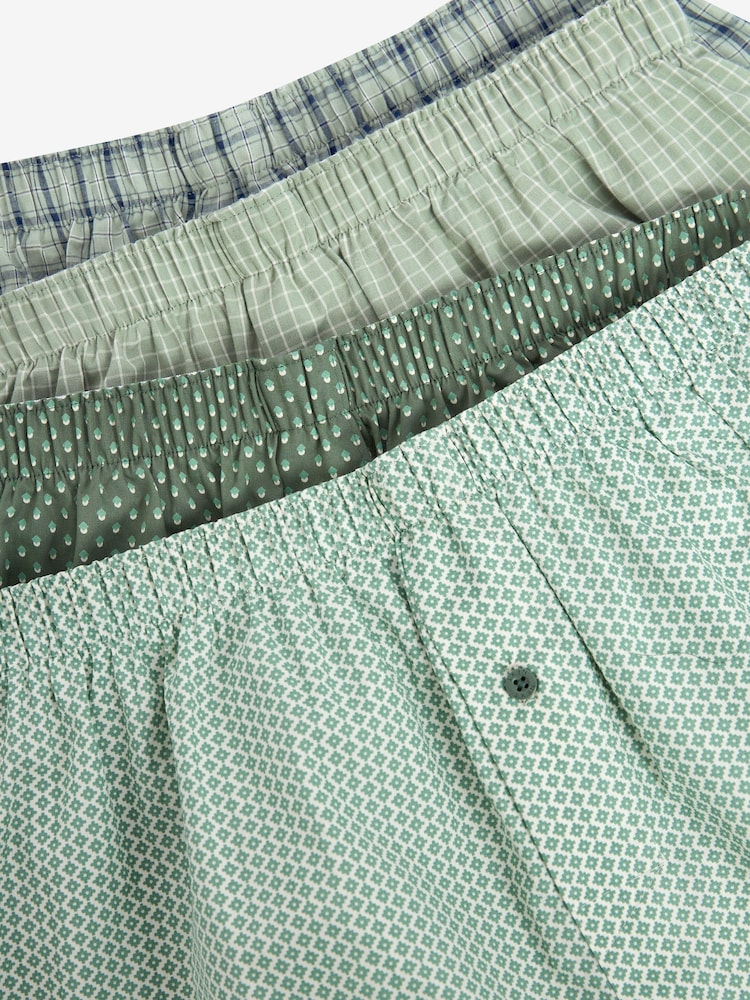 Sage Green Check 4 pack Woven Pure Cotton Boxers - Image 7 of 7