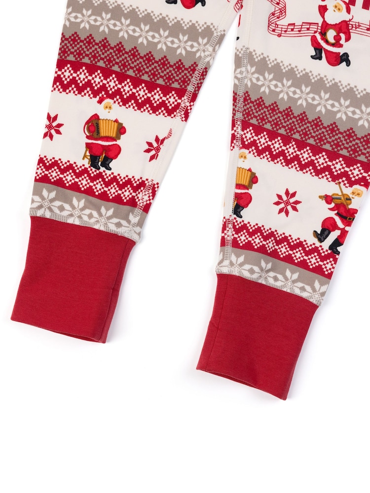 Chelsea Peers Natural Kids Musical Santa Fairisle Print Long Pyjamas Set - Image 10 of 10