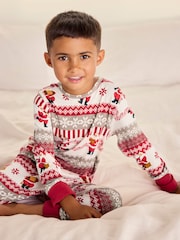 Chelsea Peers Natural Kids Musical Santa Fairisle Print Long Pyjamas Set - Image 2 of 10
