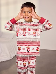 Chelsea Peers Natural Kids Musical Santa Fairisle Print Long Pyjamas Set - Image 4 of 10