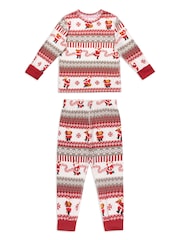 Chelsea Peers Natural Kids Musical Santa Fairisle Print Long Pyjamas Set - Image 8 of 10