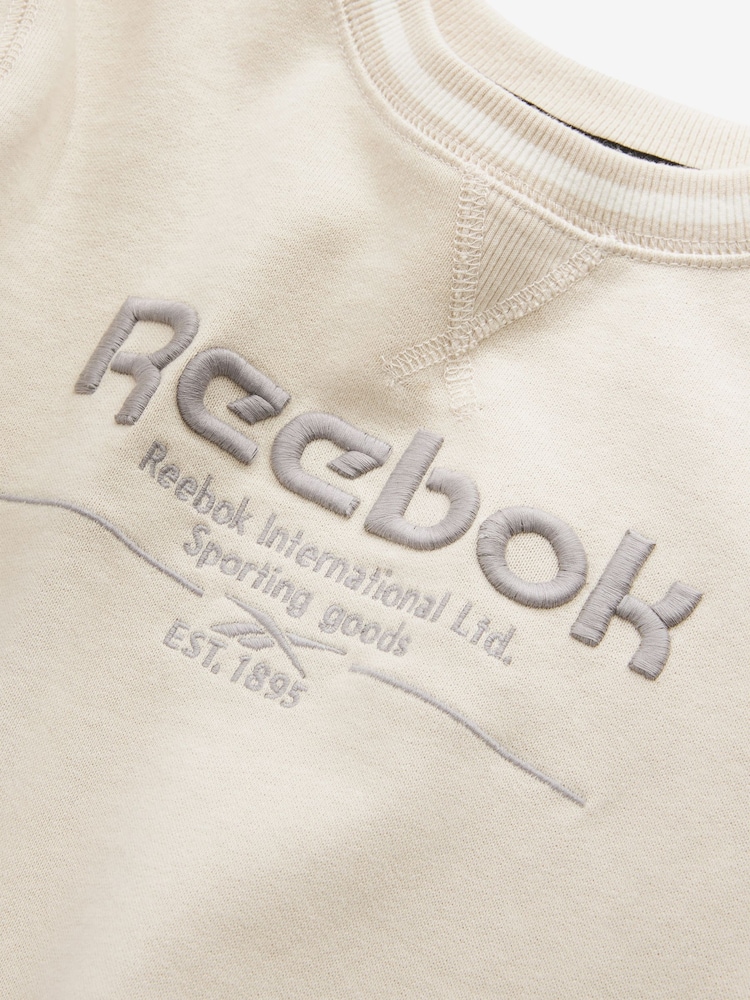 Reebok Embroidered Logo 100% Cotton Chalk White Sweatshirt - Image 10 of 10