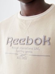 Reebok Embroidered Logo 100% Cotton Chalk White Sweatshirt - Image 7 of 10
