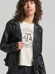 Klasična usnjena motoristična jakna Superdry - Slika 1 iz 13
