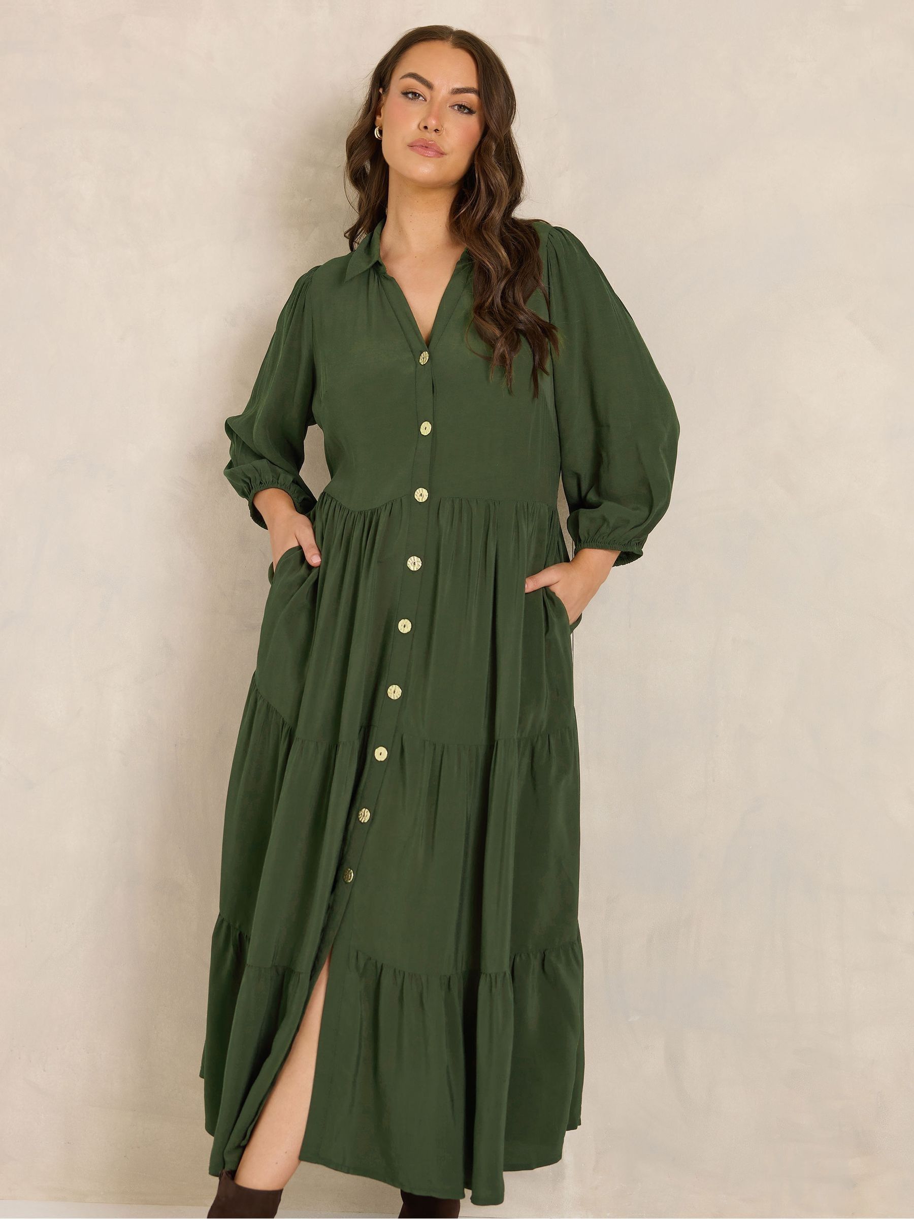 EVANS Curve Women's Plus Size Tiered Maxi Dress - Image 3