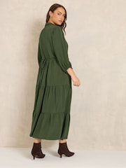 Evans Green Button Tiered Dress - Image 3 of 6