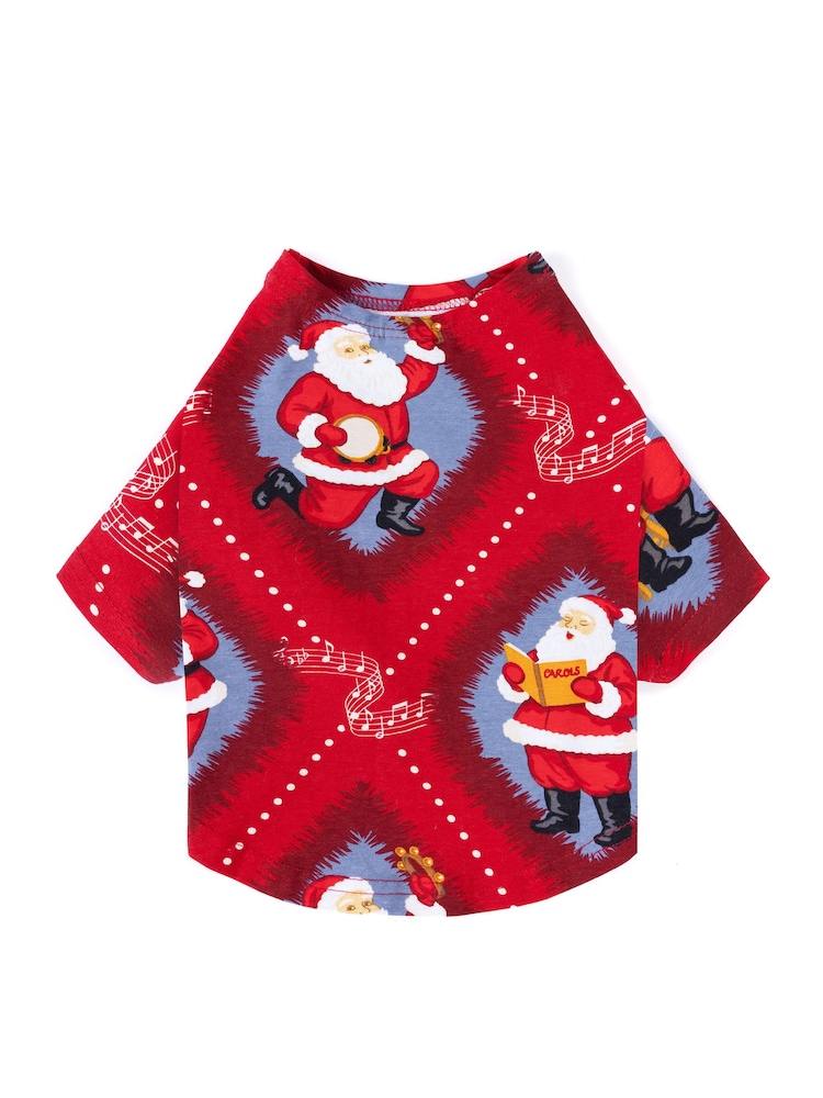 Chelsea Peers Red Pets Cotton Christmas Tree Stripe Pyjama T-Shirt - Image 2 of 4 Chelsea Peers Red Pets Cotton Christmas Tree Stripe Pyjama T-Shirt - Image 2 of 4
