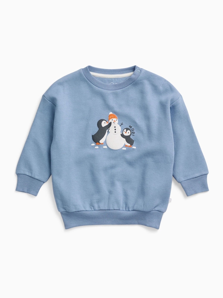 MORI Blue Penguin and Snowman Sweatshirt - Image 2 of 3 MORI Blue Penguin and Snowman Sweatshirt - Image 2 of 3