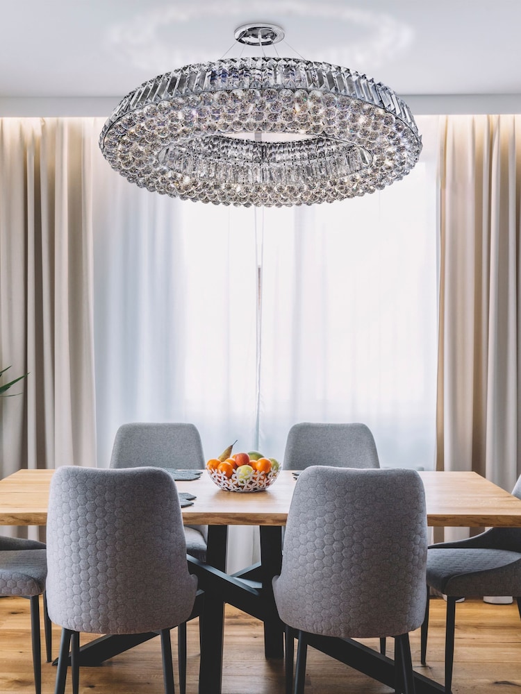 Searchlight Chrome Myrtle Chrome Crystal 10Lt Pendant Ceiling Light - Image 1 of 3