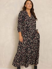 Evans Jersey Tiered Button Detail Dress - Պատկեր 1 6-ից