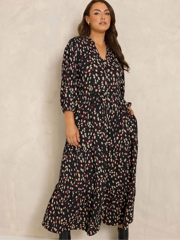 Evans Jersey Tiered Button Detail Dress - Պատկեր 1 6-ից