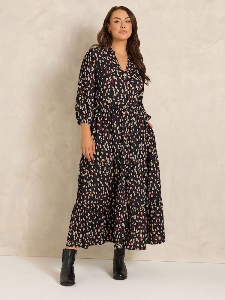 Evans Jersey Tiered Button Detail Dress - Պատկեր 2 6-ից