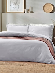 Yard Silver Grey Waffle Textured 100% Cotton Duvet Cover Set - Image 1 of 3