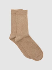Taupe foncé - Chaussettes Reiss Felicia côtelées en coton mélangé - Image 1 de 3