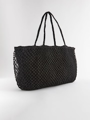 Rockett St George Black Straw Slogan Beach Bag - Image 7 of 10