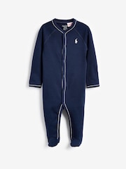 Polo Ralph Lauren Navy Blue Baby Logo Sleepsuit - Image 1 of 3