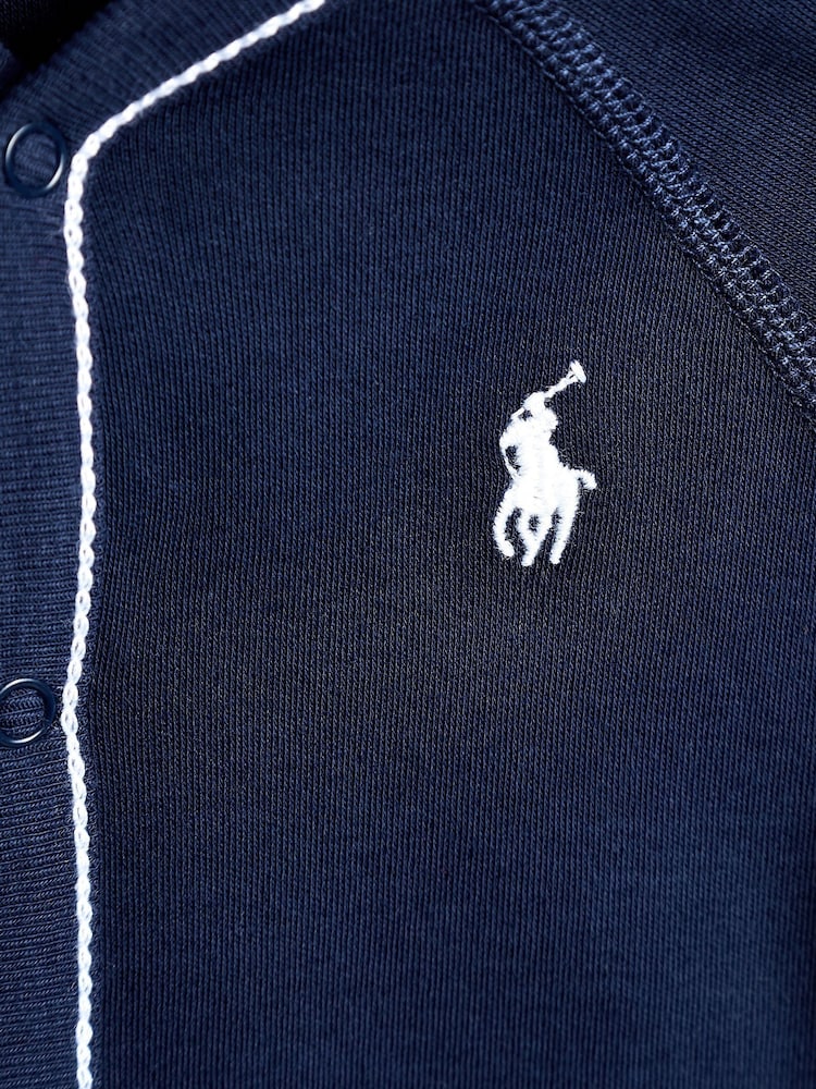 Polo Ralph Lauren Navy Blue Baby Logo Sleepsuit - Image 3 of 3