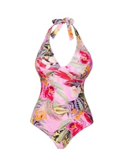 Figleaves Fiji Bügel-Badeanzug mit Neckholder und Blumenmuster, Rosa - Bild 5 von 5