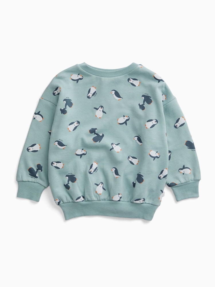 MORI Blue Blue Penguin Print Sweatshirt - Image 1 of 2 MORI Blue Blue Penguin Print Sweatshirt - Image 1 of 2