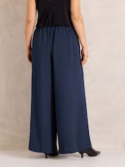 Evans Blue Pleated Front Wide Leg Trousers - Image 3 of 6