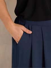 Evans Blue Pleated Front Wide Leg Trousers - Image 4 of 6