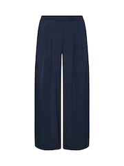 Evans Blue Pleated Front Wide Leg Trousers - Image 5 of 6