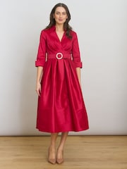 Gina Bacconi Red Ismene Fit And Flare Midi Dress - Image 3 of 10