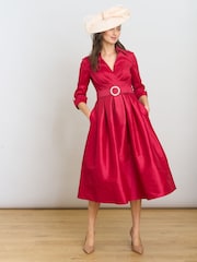 Gina Bacconi Red Ismene Fit And Flare Midi Dress - Image 7 of 10