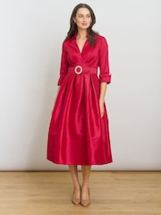 Gina Bacconi Red Ismene Fit And Flare Midi Dress - Image 8 of 10