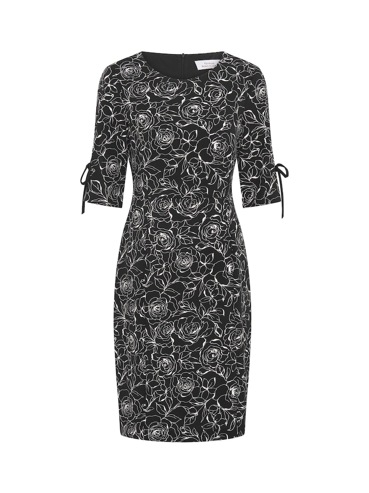 Gina Bacconi Black Floral Shift Dress With Bow Detail - Image 7 of 7
