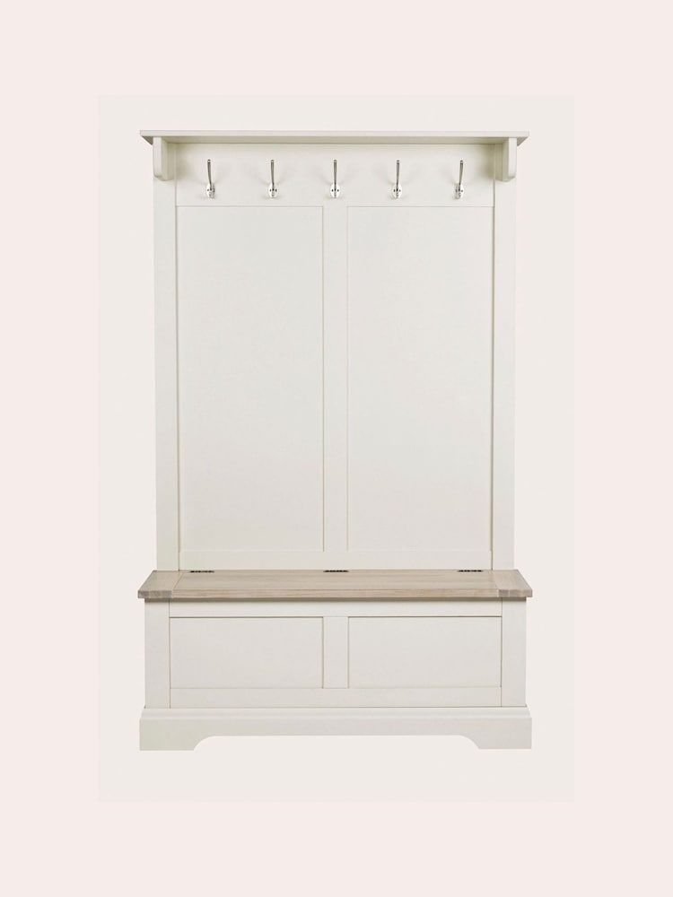 Laura Ashley White Dorset Tall Bench With Coat Rack - Image 2 of 5
