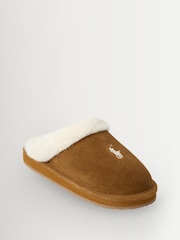 Polo Ralph Lauren Brown Kayleigh Fluffy Slipper Flats - Image 1 of 4
