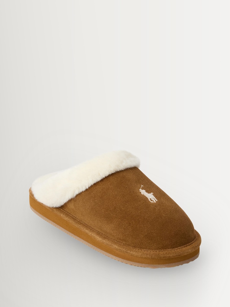 Polo Ralph Lauren Brown Kayleigh Fluffy Slipper Flats - Image 1 of 4 Polo Ralph Lauren Brown Kayleigh Fluffy Slipper Flats - Image 1 of 4